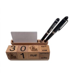 Wooden Calendar Blocks with Card & Pen Holder